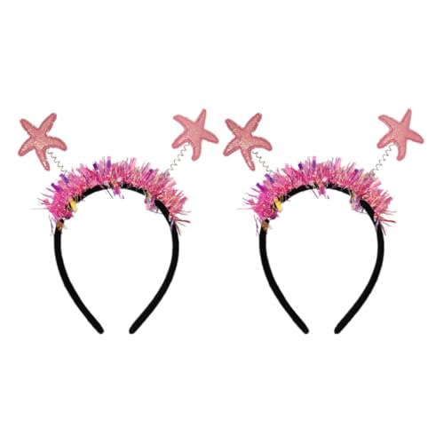 DECORNIJIA 2 Stück Teiliges Pinkes Haarband mit Glitzerndem Seestern design Leichtes Formstabiles Frühlings party accessoire für Geburtstagsfeiern und Festliche Anlässe von DECORNIJIA