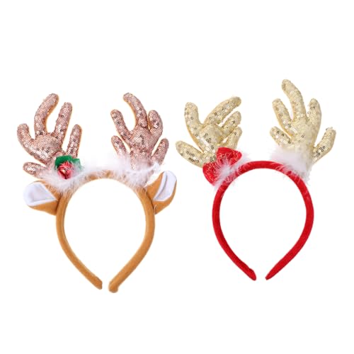 DECORNIJIA 2 Stück Weihnachtlicher Haarschmuck für Mädchen Glitzerndes Rentiergeweih Haarband mit Schleife Stylisches Haarreif Accessoire für Festliche Weihnachtsfeiern und Partys DECORNIJIA 2 Stück Weihnachtlicher Haarschmuck für Mädchen Glitzerndes Rentiergeweih Haarband mit Schleife Stylisches Haarreif Accessoire für Festliche Weihnachtsfeiern und Partys von DECORNIJIA