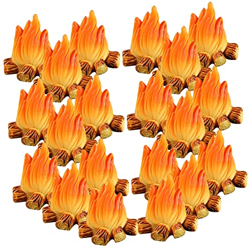DECORNIJIA 20 Stück Teiliges Miniatur Modell Harz Realistische Campfire Ornamente für Mikro Landschaften DIY Garten und Halloween Dekoration Detailreiche Handgefertigte Feuerstelle von DECORNIJIA