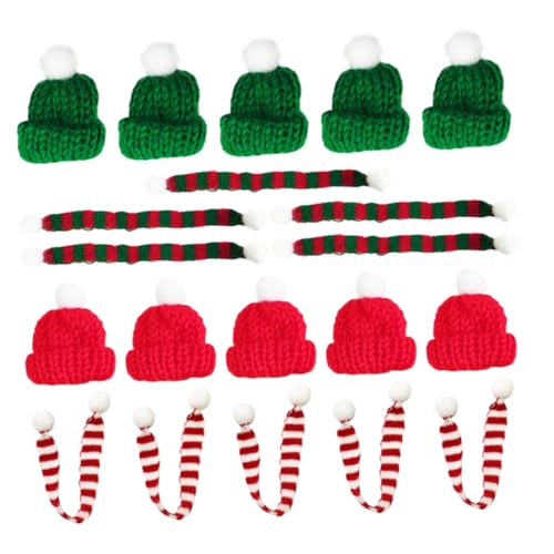DECORNIJIA 20 Stück Teiliges Weihnachtsmützen und Strickschals in Rot und Grün Handgefertigte Flaschen und Tassen Deko für DIY Weihnachtsfeier Langlebige Farbenfrohe Xmas Tisch und von DECORNIJIA