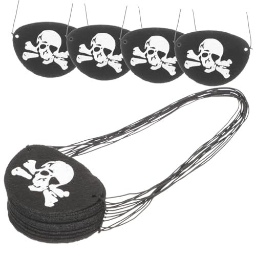 DECORNIJIA 24 Stück Teiliges Halloween Filz Piraten Augenklappe mit Totenkopf Muster Einseitige Augenmaske für Karneval Kostümparty und Maskerade Schwarzes Party Zubehör für Erwachsene von DECORNIJIA
