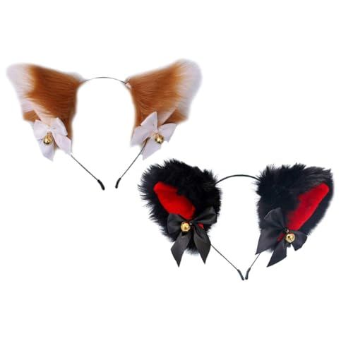 DECORNIJIA 2Stücke Plüsch Katzenohren Haarreifen mit Schleife und Glocke Süßes Haaraccessoire für Partys Besondere Anlässe und Fotoshootings für Mädchen von DECORNIJIA