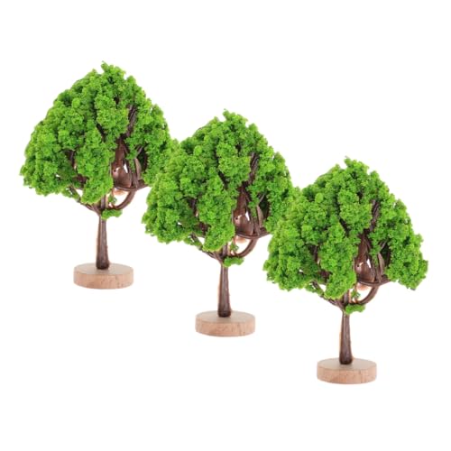 DECORNIJIA 3 Stück Miniatur Landschaftsbäume mit Sockel Realistische Modellbäume aus Kunststoff und Holz für Diorama Modellbau Garten Basteln Bürodekoration von DECORNIJIA