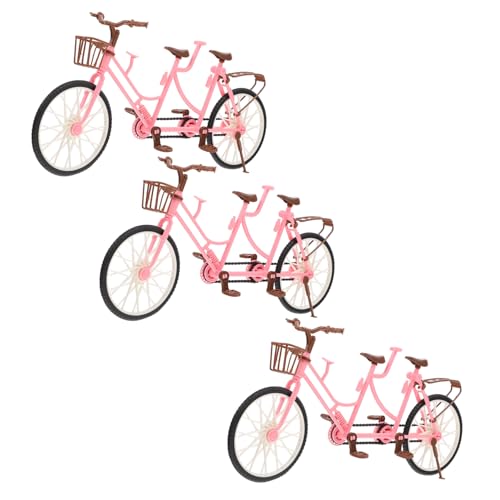 DECORNIJIA 3 Stück Miniatur doppel Sitz Fahrrad Puppenhaus Deko Figur Fahrrad für Jungen und Mädchen Ab Jahren Kreative Spielfigur für Bunte Lebensszenen von DECORNIJIA