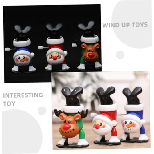 DECORNIJIA 3 Stück Weihnachtliches Aufziehspielzeug mit Niedlichen Rentier Weihnachtsmann und Schneemann Figuren Lustige Uhrwerkspielzeuge als und Dekoration für Weihnachtsfeiern von DECORNIJIA