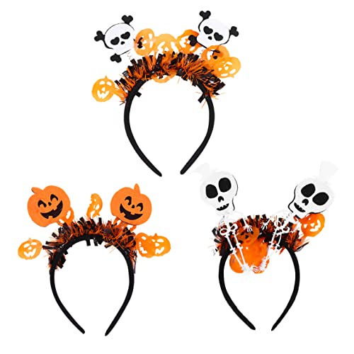 DECORNIJIA 3Stücke Halloween Haarband Kürbis Skelett und Geist Kopfschmuck für Erwachsene für Cosplay Halloween Partys und Festliche Anlässe und Lustige Dekorationen von DECORNIJIA