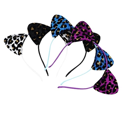 DECORNIJIA 4 Stück Glitzerndes Katzenohren Haarreif Teilig Leopard Muster Modisch für Party Kostüm Zubehör Mädchen und Erwachsene Geeignet von DECORNIJIA