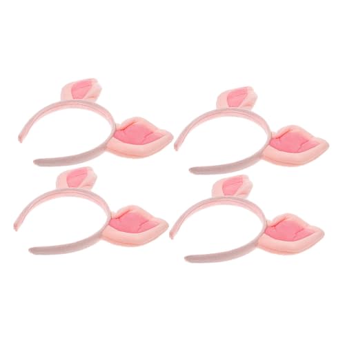DECORNIJIA 4 Stück Plüsch Schweineohren Haarreif Elastisches Süßes Rosa Tier Stirnband für Mädchen Frauen Cartoon Kopfbedeckung für Party und Hautpflege von DECORNIJIA