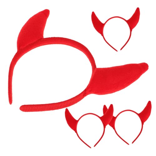 DECORNIJIA 4 Stück Teiliges Teufelshörner Haarreif Roter Halloween Kopfschmuck für Damen Langlebige Kopfbedeckung für Kostümparty Cosplay Karneval und Fasching von DECORNIJIA