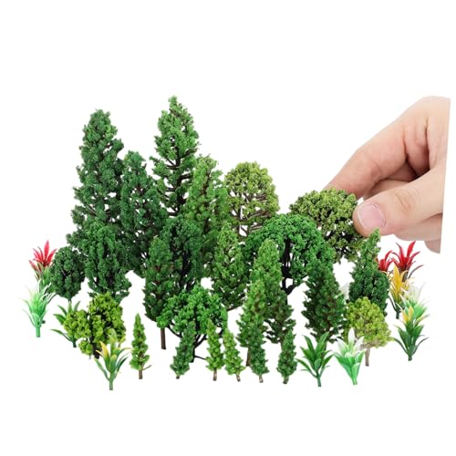 DECORNIJIA 40 Stück Teiliges Miniatur Bäume für Dioramen Realistische Kunststoff Modellbäume für Landschaft Architektur DIY Kreative Dekoration und Bastelprojekte von DECORNIJIA