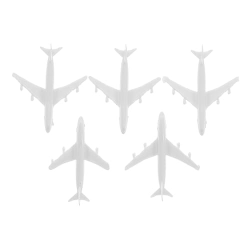 DECORNIJIA 5 STK. Miniatur Flugzeug Modell aus Kunststoff Realistische Flughafen Szene Langlebige Flugzeug Dekoration für Architektur Weiß von DECORNIJIA
