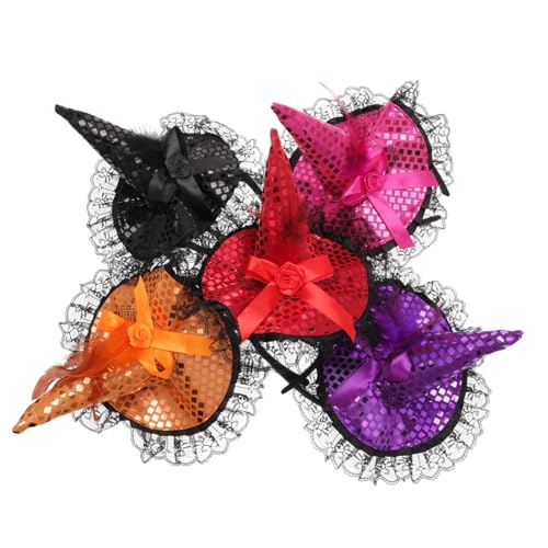 DECORNIJIA 5 Stück Teiliges Halloween Hexen Haarreif Bunte Pailletten Stirnbänder Komfortabel und Langlebig Geeignet für Erwachsene für Halloween Kostüm Party und Karneval von DECORNIJIA