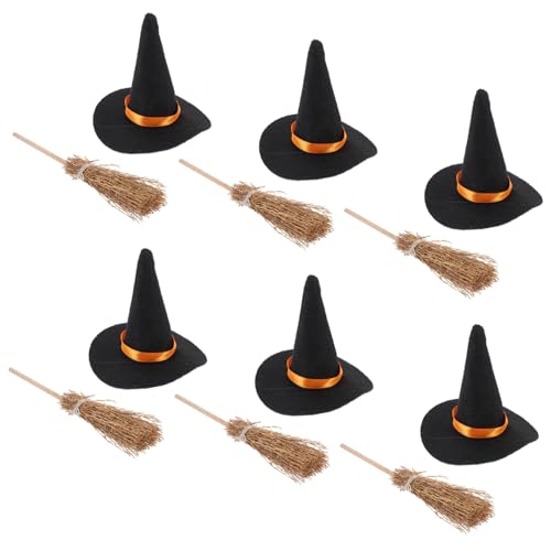DECORNIJIA 6 Satz Teiliges Mini Hexenhut Set mit Mini Besen DIY Halloween Party Dekoration Filz Hexenhüte und Bastelbesen für Kreative Halloween Accessoires und Feststimmung DECORNIJIA 6 Satz Teiliges Mini Hexenhut Set mit Mini Besen DIY Halloween Party Dekoration Filz Hexenhüte und Bastelbesen für Kreative Halloween Accessoires und Feststimmung von DECORNIJIA