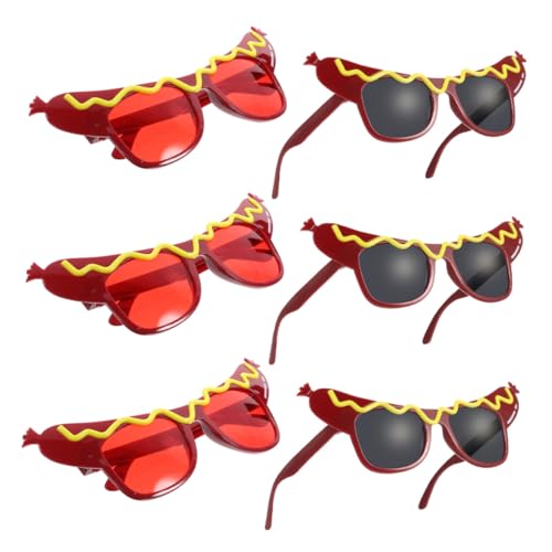 DECORNIJIA 6 Stück Hot Dog Sonnenbrillen Partybrillen mit Transparenten Gläsern Lustige Verkleidung für Erwachsene und Geburtstag Halloween Cosplay Zubehör von DECORNIJIA