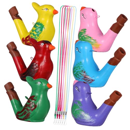 DECORNIJIA 6 Stück Teiliges Keramik vogelpfeifen Lanyards Handbemalt Kinderfreundlich Musikalisches Lernspielzeug Hörwahrnehmung Sicher und Leicht für Geburtstagsfeiern und Zufällige Farbe von DECORNIJIA
