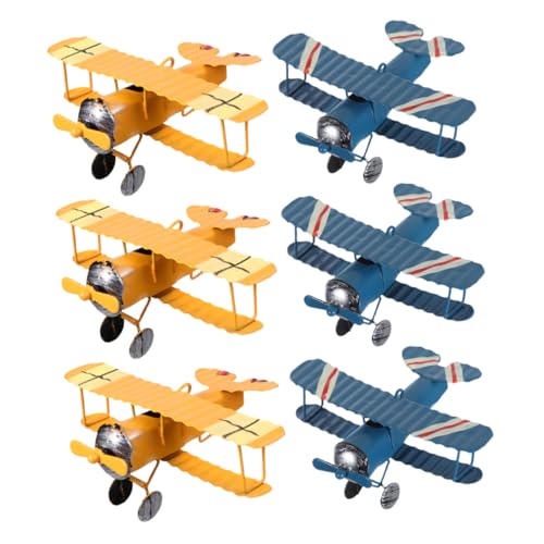 DECORNIJIA 6 Stück Teiliges Metallflugzeug Deko Retro Modell Vintage Airplane Hanging Decor für Kinderzimmer Party und Büro Kleine Eisenflugzeuge Gelb und Blau DECORNIJIA 6 Stück Teiliges Metallflugzeug Deko Retro Modell Vintage Airplane Hanging Decor für Kinderzimmer Party und Büro Kleine Eisenflugzeuge Gelb und Blau von DECORNIJIA
