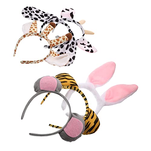DECORNIJIA 6 Stück Teiliges Tierkopfband für Erwachsene Lustige Cartoon Accessoires mit Giraffe Hund Tiger Kuh und Hasenohren für Partys und Kostüme von DECORNIJIA