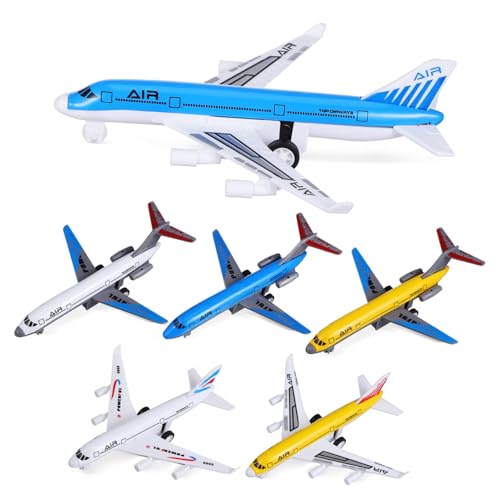DECORNIJIA 6-teiliges Flugzeugspielzeug Für Jungen, Flugzeugmodellspielzeug, Rückziehflugzeug Für Kinder, Flugzeugset Für Kinder, Rückziehflugzeugspielzeug, Kinderspielflugzeug, von DECORNIJIA
