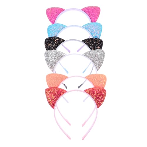 DECORNIJIA 6Stücke Katze Ohren Haarreif für Entzückender Kopfschmuck für Festivals und Partys Haarschmuck Bunten Farben Leicht und Bequem für und Familie von DECORNIJIA