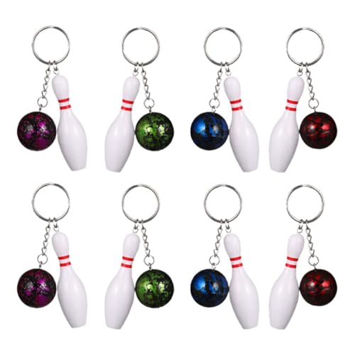 DECORNIJIA 8 Stück Teiliges Bowling Schlüsselanhänger Klein Anhänger Sport Schlüsselring für Taschen Rucksack Deko Geschenk Party Mitgebsel von DECORNIJIA