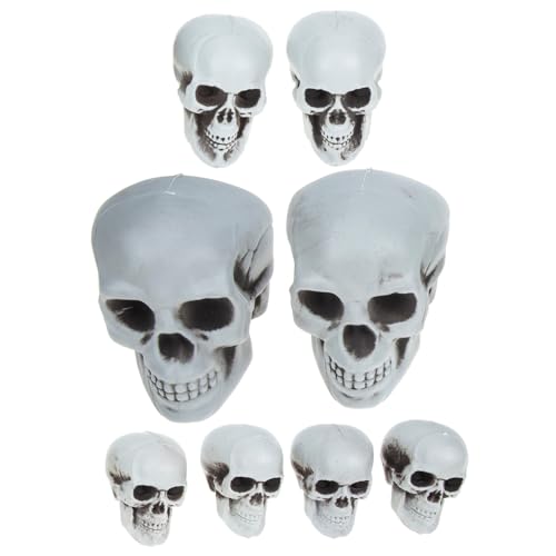 DECORNIJIA 8 Stück Teiliges Halloween Schädel Modell Realistische Menschliche Skelett Köpfe Kreative und Gruselige Deko für Party Bar und Innenbereich um Einzigartige Fotos und Atmosphäre zu von DECORNIJIA
