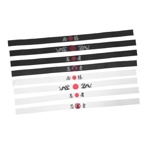 DECORNIJIA 8 Stück Teiliges Japanische Ninja Stirnbänder und Erwachsene Verstellbare Atmungsaktive Karate Kopfband Cosplay Partyzubehör für Geburtstagsfeiern und Kostüme von DECORNIJIA