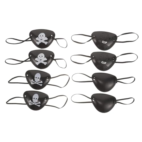 DECORNIJIA 8 Stück Teiliges Piraten Augenklappen Single Eye Patch Halloween Cosplay Zubehör für Erwachsene Leichte Bequeme Lustige Einäugige Masken für Party und Kostüm von DECORNIJIA
