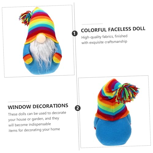 DECORNIJIA Bunte Gnom Puppe mit Regenbogenmütze Große Skandinavische Tomte Deko Farbenfroher Weicher Faceless Design Langlebige Wohnaccessoire für Wohnzimmer und Fensterbank von DECORNIJIA
