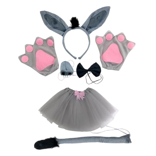 DECORNIJIA Donkey Kostüm Set mit Requisiten und Tier Stirnband Bequemes Langlebiges Animal Cosplay Zubehör für Karneval Halloween Party Teiliges Set für Erwachsene von DECORNIJIA