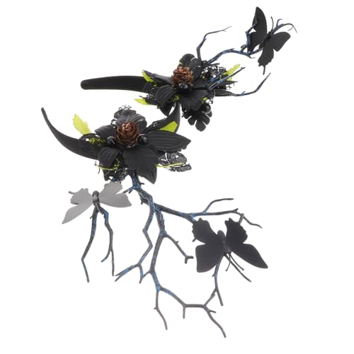 DECORNIJIA Elastisches Rentiergeweih Haarreif mit Schmetterlingen und Blättern Vielseitiges Party Accessoire für Halloween Weihnachten Tanz und Kostümpartys Geeignet für Erwachsene von DECORNIJIA