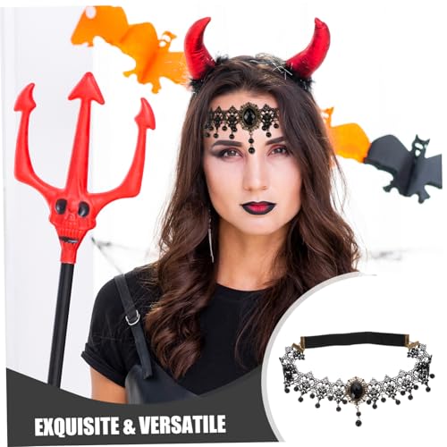 DECORNIJIA Gothic Spitze Haarschmuck mit Schwarzen Fransen Halloween Vampir Haarband aus Robustem Stoff Komfortabler Kopfschmuck für Kostüm und Maskenpartys Vielseitiges Gothic Accessoire von DECORNIJIA