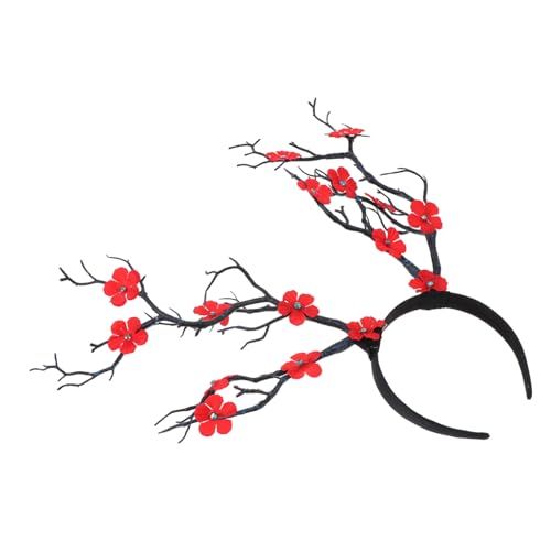 DECORNIJIA Halloween Haarreif mit Hirschgeweih und Roten Blüten Party Kopfschmuck für Damen Dekoratives Cosplay Accessoire Leicht Kombinierbar für Kostümpartys und Bühnenauftritte von DECORNIJIA