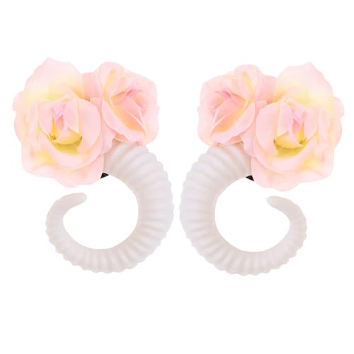 DECORNIJIA Halloween Haarreifen mit Dekorativem Widderhorn und Rosen Bequeme Festival Haarbänder als Foto Requisiten für Party Cosplay und Kostüm Accessoires von DECORNIJIA