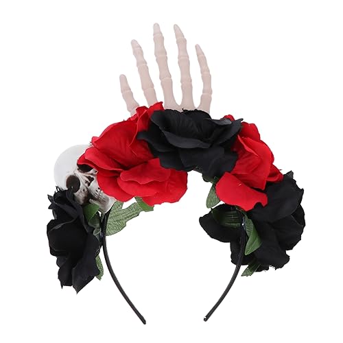 DECORNIJIA Halloween Haarschmuck Damen Skull Stirnband Langlebiges Cosplay Kopfband für Kostümparty Festival Masquerade Komfortabler Gothic Haarreif mit Schwarzer und Roter Rosenverzierung DECORNIJIA Halloween Haarschmuck Damen Skull Stirnband Langlebiges Cosplay Kopfband für Kostümparty Festival Masquerade Komfortabler Gothic Haarreif mit Schwarzer und Roter Rosenverzierung von DECORNIJIA