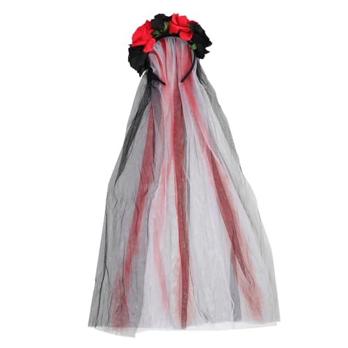 DECORNIJIA Halloween Haarschmuck Stirnband mit Schwarzer und Roter Rosenverzierung Langem Tüll Europe Style Haarreif für Party Cosplay und Festival Langlebiges Stoffmaterial Auffälliges DECORNIJIA Halloween Haarschmuck Stirnband mit Schwarzer und Roter Rosenverzierung Langem Tüll Europe Style Haarreif für Party Cosplay und Festival Langlebiges Stoffmaterial Auffälliges von DECORNIJIA