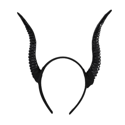 DECORNIJIA Halloween Hörner Haarreif Schwarze Ziegenhörner Cosplay Kopfschmuck Party Kostüm Zubehör für Karneval Fasching und Themenpartys von DECORNIJIA