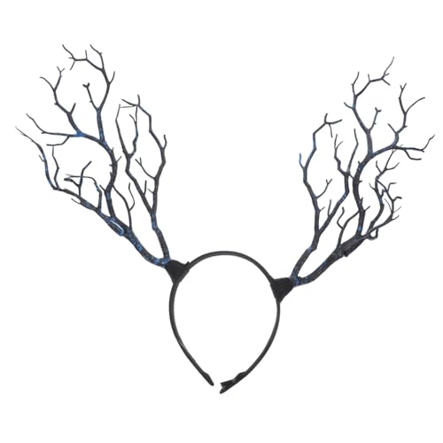 DECORNIJIA Halloween Party Haarreif mit Hexenhorn in Blau Leichter Kopfschmuck aus Zweig Imitat Bequemer Haarschmuck für Damen für Karneval und Kostümpartys von DECORNIJIA