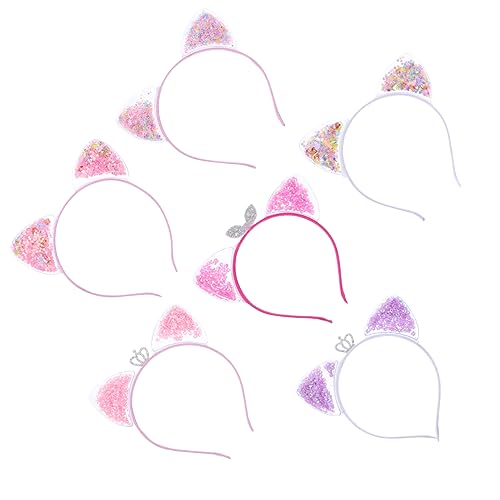 DECORNIJIA Katzenohren Haarband 6 Stück Quicksand Stirnband für Mädchen Süßes Party Accessoire Bequemes Haarschmuck für Kostümpartys von DECORNIJIA
