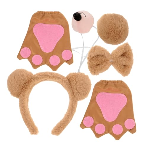 DECORNIJIA Kuscheliges Bären kostüm mit Plüsch ohrhörnchen Schleife und Handschuhen für Erwachsene für Partys Cosplay Fasching und Kalte Wintertage von DECORNIJIA