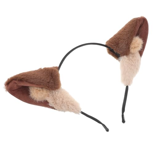 DECORNIJIA Plüsch Wolfsohr Stirnband Damen Cosplay Haarreif Weich Bequem Halloween Tierkostüm Accessoire Teen Party Kopfschmuck Dunkelbraun von DECORNIJIA