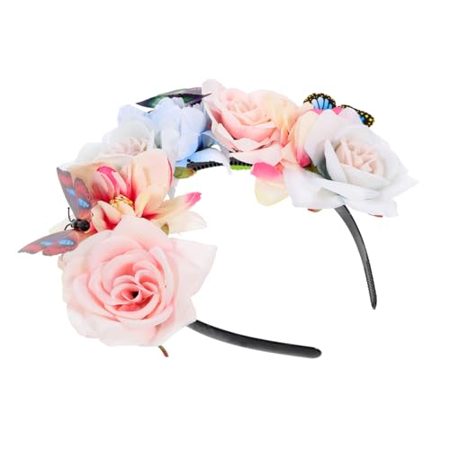 DECORNIJIA Schmetterlings Haarreif mit Realistischen Kunstblumen Modischer Blumen Haarschmuck für Frauen Vielseitiges Stirnband für Halloween Festival und Party Langlebiges Kopfband mit Boho von DECORNIJIA