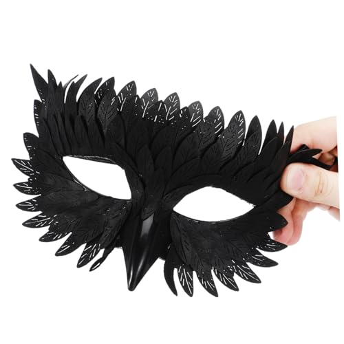 DECORNIJIA Schwarze Halbgesichts Eulenmaske aus Kunststoff Leichte Tier Kostüm Maske für Halloween Karneval Cosplay und Maskenbälle Handgefertigt und für Lange von DECORNIJIA