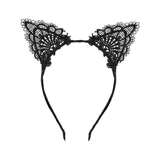 DECORNIJIA Schwarzes Spitzen Katzenohren Haarband Verstellbar Modisches Cosplay Accessoire für Damen Geeignet für Weihnachtsfeier Halloween Kostümparty Fasching und Maskerade DECORNIJIA Schwarzes Spitzen Katzenohren Haarband Verstellbar Modisches Cosplay Accessoire für Damen Geeignet für Weihnachtsfeier Halloween Kostümparty Fasching und Maskerade von DECORNIJIA