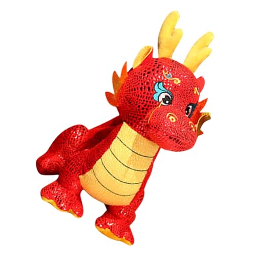 DECORNIJIA Sternzeichen-Drachen-Puppe Drachenplüschpuppe süße Kuscheltiere Dekoration puppenaugen ausgestopfte Drachenpuppe Ausgestopfter Drache für PP Baumwolle rot von DECORNIJIA
