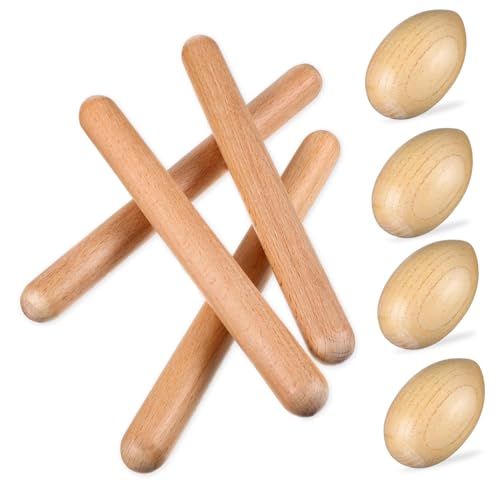 DECORNIJIA Teiliges Musikinstrumenten Set aus Holz mit Sicheren Runden Klangstäben und Egg Shakern um Rhythmusgefühl zu Fördern Umweltfreundlich als Lernspielzeug und für Jungen und Mädchen von DECORNIJIA