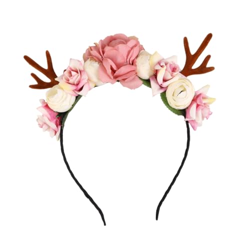 DECORNIJIA Weihnachts Elch Haarband mit Imitation Geweih Elastisches Rentier Haarschmuck für Junge Mädchen Festliches Kopfschmuck für Fasching und Weihnachtsfeier von DECORNIJIA