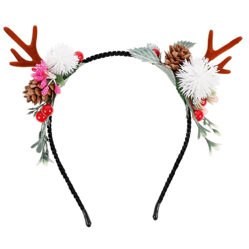 DECORNIJIA Weihnachts Rentier Geweih Stirnband mit Beeren und Leichtes Handgefertigtes Haaraccessoire für Weihnachten Party Cosplay und Foto Requisiten Komfortabel und Langlebig von DECORNIJIA