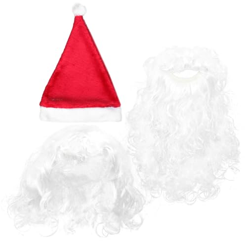 DECORNIJIA Weihnachtsmann Perücken mit Langem Bart und Verstellbarer Mütze Santa Claus Kostüm Zubehör für Erwachsene Weihnachtsdeko für Party Karneval und Cosplay Festliches Santa Wig Kit von DECORNIJIA