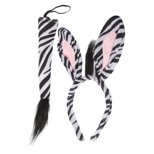 DECORNIJIA Zebra Haarreif Set mit Ohren und Tierkostüm Haarreifen für Karneval Halloween Fasching Lustiges Animal Cosplay Stirnband Partyaccessoire für Erwachsene von DECORNIJIA
