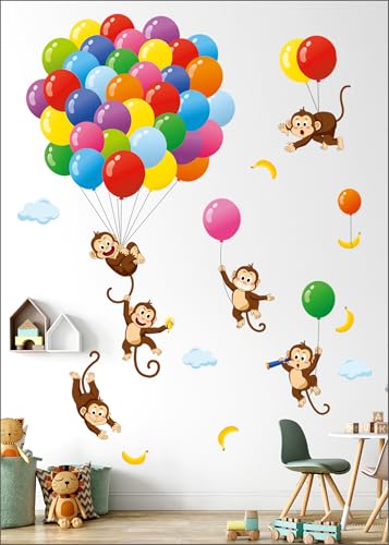 DECOWALL SG-2202 Luftballons Affe Wandaufkleber Cartoon Affen Aufkleber für Kinder Baby Schlafzimmer Kinderzimmer Wohnzimmer Kunst Home Decor Dekoration Abnehmbar DECOWALL SG-2202 Luftballons Affe Wandaufkleber Cartoon Affen Aufkleber für Kinder Baby Schlafzimmer Kinderzimmer Wohnzimmer Kunst Home Decor Dekoration Abnehmbar von DECOWALL